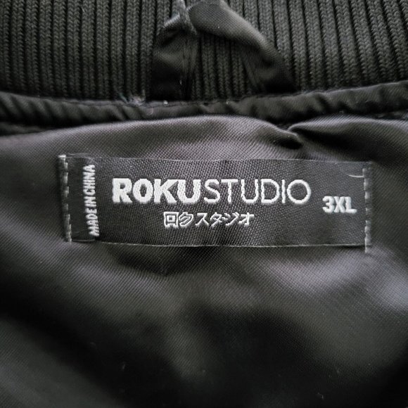 Roku Studio 'Ice Scream' Black Satin Bomber Jacket Sz 3XL/2XL Runs Smaller - Picture 6 of 6